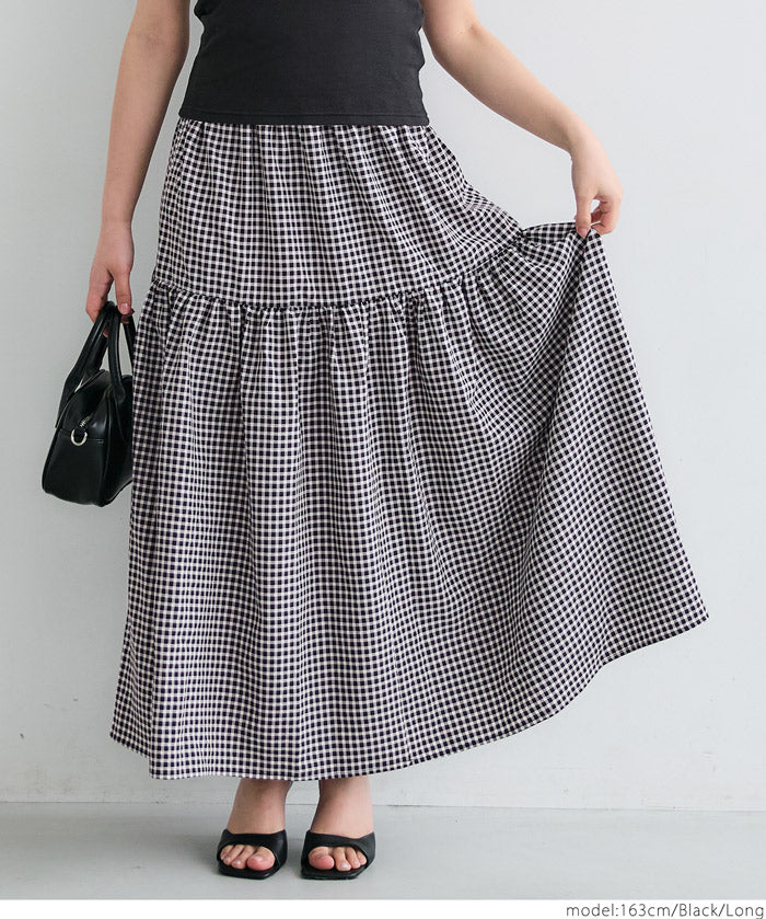 Japanese plaid double layer cake skirt