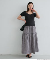 Japanese plaid double layer cake skirt