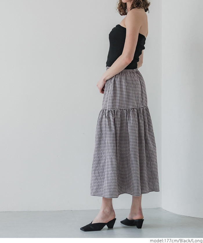 Japanese plaid double layer cake skirt