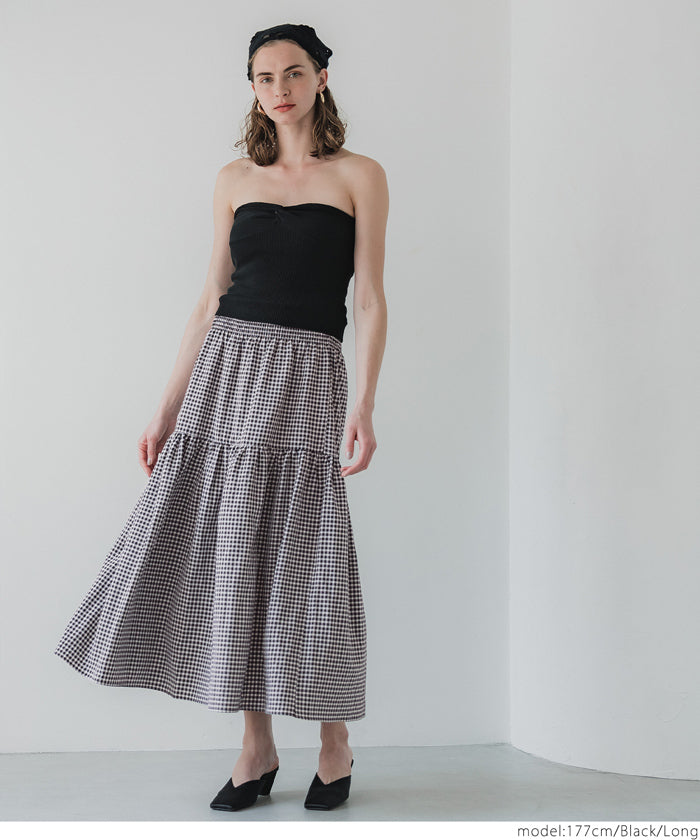 Japanese plaid double layer cake skirt
