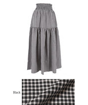 Japanese plaid double layer cake skirt
