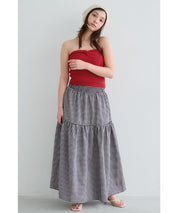 Japanese plaid double layer cake skirt