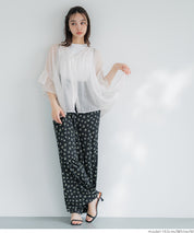 Airy Frill Sleeve Sheer Blouse