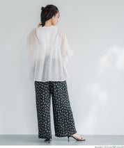 Airy Frill Sleeve Sheer Blouse