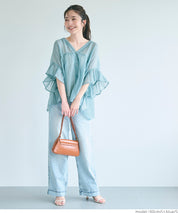 Airy Frill Sleeve Sheer Blouse