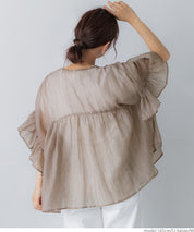 Airy Frill Sleeve Sheer Blouse