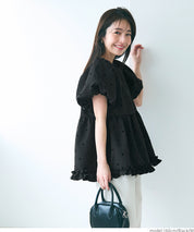 Japanese cute square collar princess sleeve wrinkled baby doll top