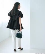 Japanese cute square collar princess sleeve wrinkled baby doll top