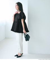 Japanese cute square collar princess sleeve wrinkled baby doll top