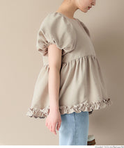 Japanese cute square collar princess sleeve wrinkled baby doll top