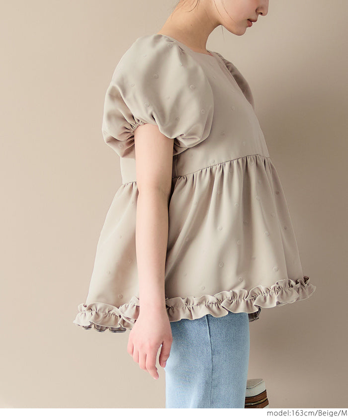 Japanese cute square collar princess sleeve wrinkled baby doll top