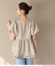 Japanese cute square collar princess sleeve wrinkled baby doll top