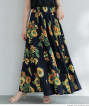 Sunflower print A-line skirt