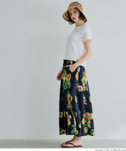 Sunflower print A-line skirt