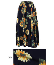Sunflower print A-line skirt