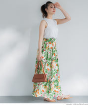 Tropical Rainforest Print High-Waist A-Line Umbrella Skirt