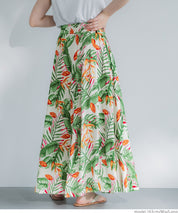 Tropical Rainforest Print High-Waist A-Line Umbrella Skirt
