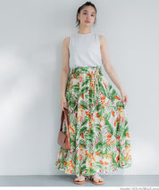 Tropical Rainforest Print High-Waist A-Line Umbrella Skirt