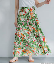 Tropical Rainforest Print High-Waist A-Line Umbrella Skirt