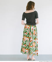 Tropical Rainforest Print High-Waist A-Line Umbrella Skirt