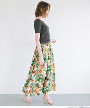 Tropical Rainforest Print High-Waist A-Line Umbrella Skirt