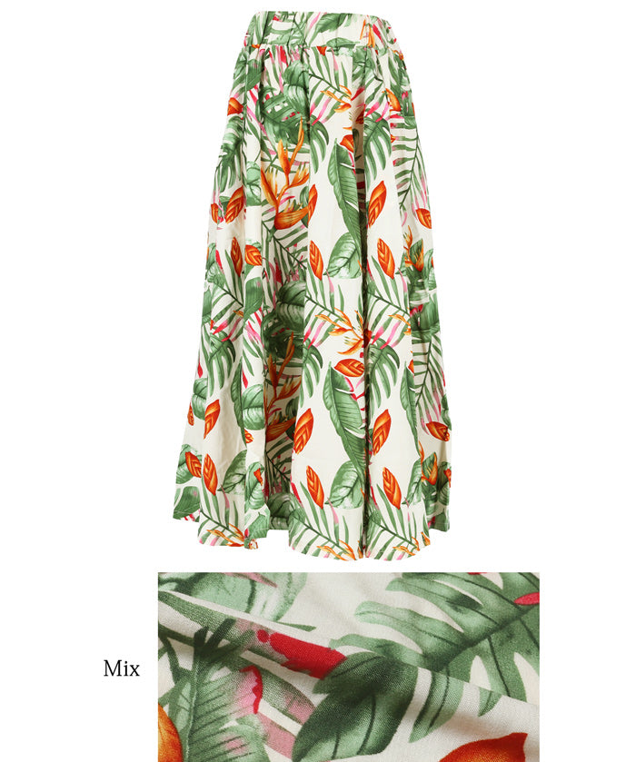 Tropical Rainforest Print High-Waist A-Line Umbrella Skirt