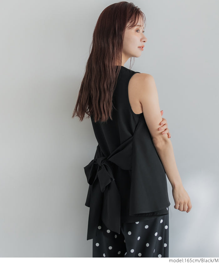 Temperament bow waist sleeveless vest two-way wear