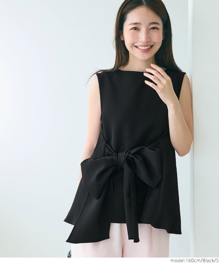 Temperament bow waist sleeveless vest two-way wear