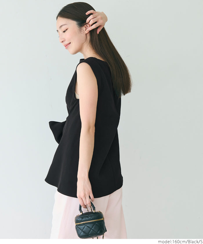 Temperament bow waist sleeveless vest two-way wear