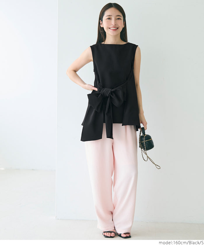 Temperament bow waist sleeveless vest two-way wear
