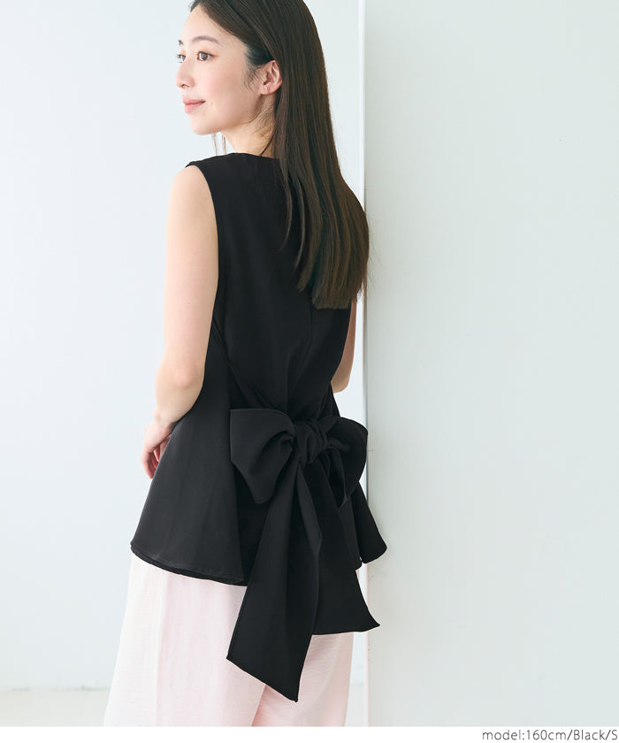 Temperament bow waist sleeveless vest two-way wear