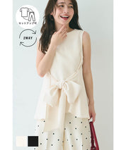 Temperament bow waist sleeveless vest two-way wear