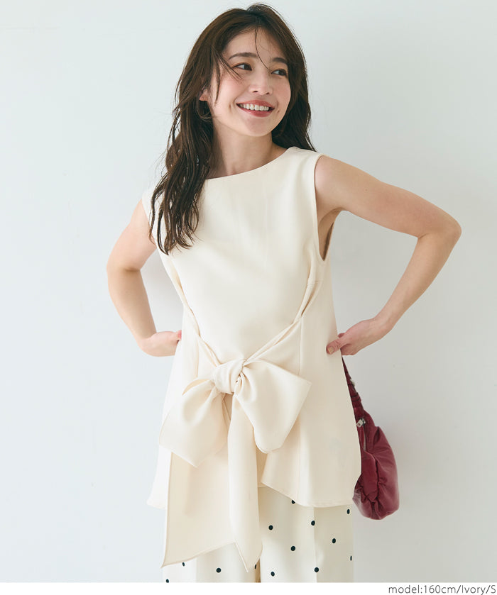 Temperament bow waist sleeveless vest two-way wear