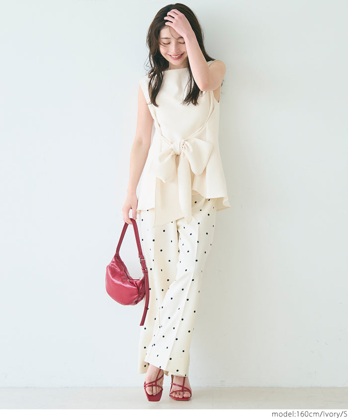 Temperament bow waist sleeveless vest two-way wear