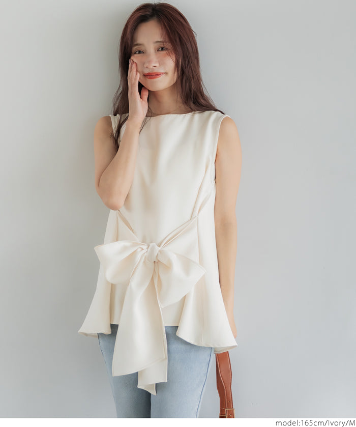Temperament bow waist sleeveless vest two-way wear
