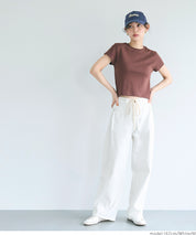 Lace-up washed wide-leg jeans