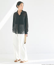 Lace-up washed wide-leg jeans