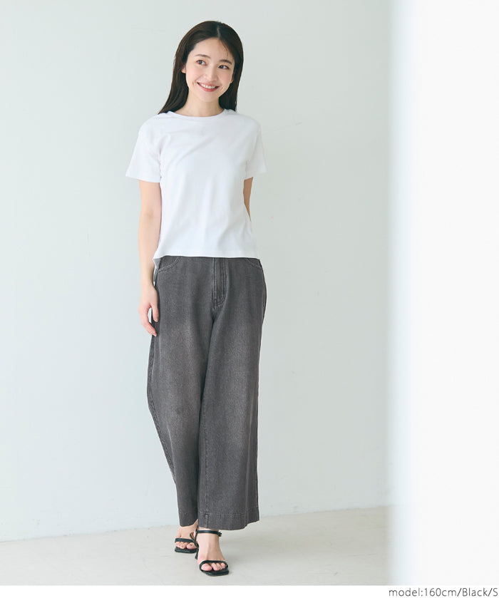 Slouchy washed cropped wide-leg jeans