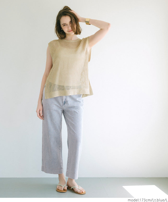 Slouchy washed cropped wide-leg jeans