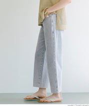 Slouchy washed cropped wide-leg jeans