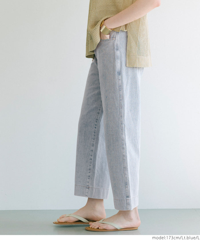 Slouchy washed cropped wide-leg jeans