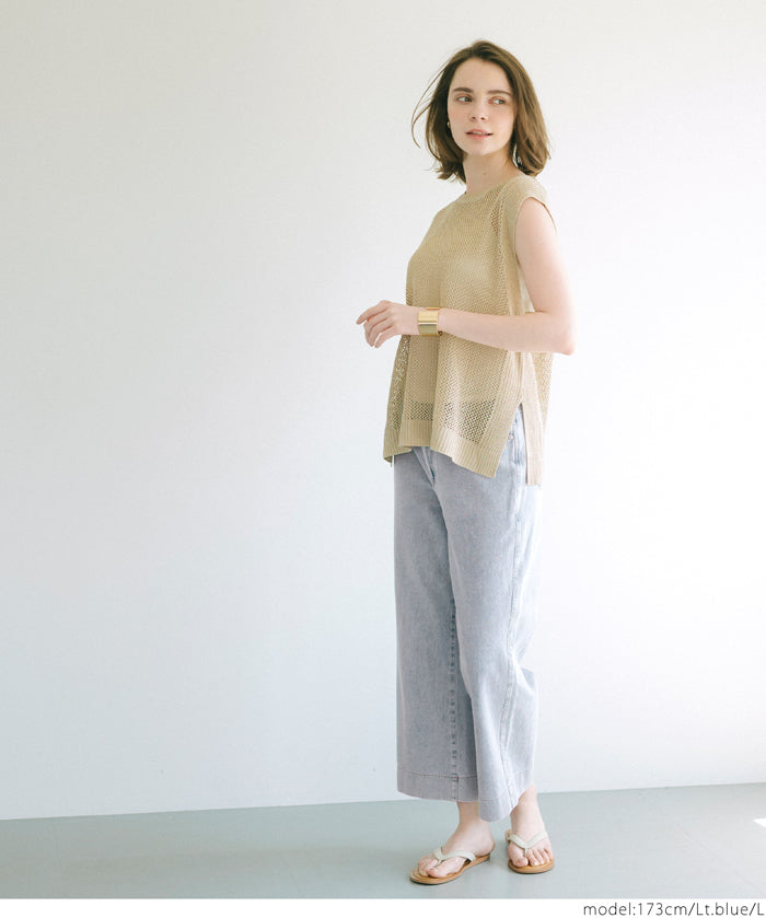 Slouchy washed cropped wide-leg jeans