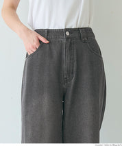 Slouchy washed cropped wide-leg jeans