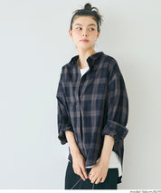 清新感寬鬆格紋襯衫