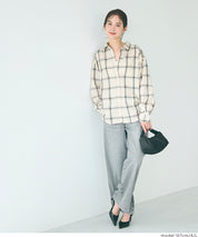 清新感寬鬆格紋襯衫