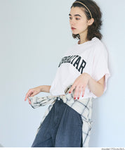 清新感寬鬆格紋襯衫