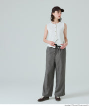 細直條紋抽繩休閒褲