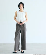 細直條紋抽繩休閒褲