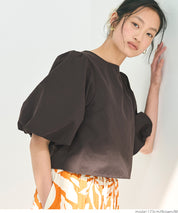 French Elegant Bow Puff Sleeve Cropped Top