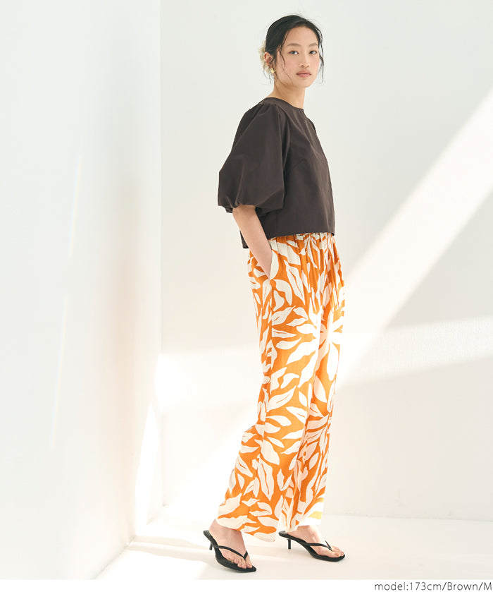 French Elegant Bow Puff Sleeve Cropped Top